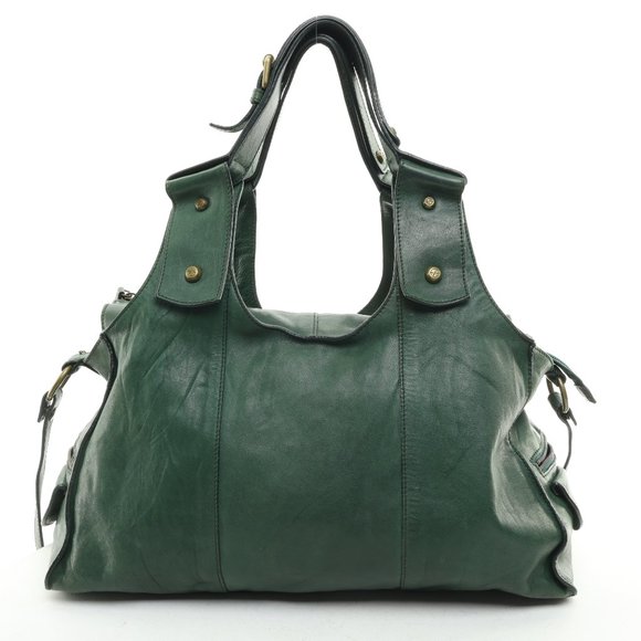 Vintage Francesco Biasia Green Leather Shoulder Bag Purse Crossbody • 16 x 9 x 5 - Picture 3 of 13